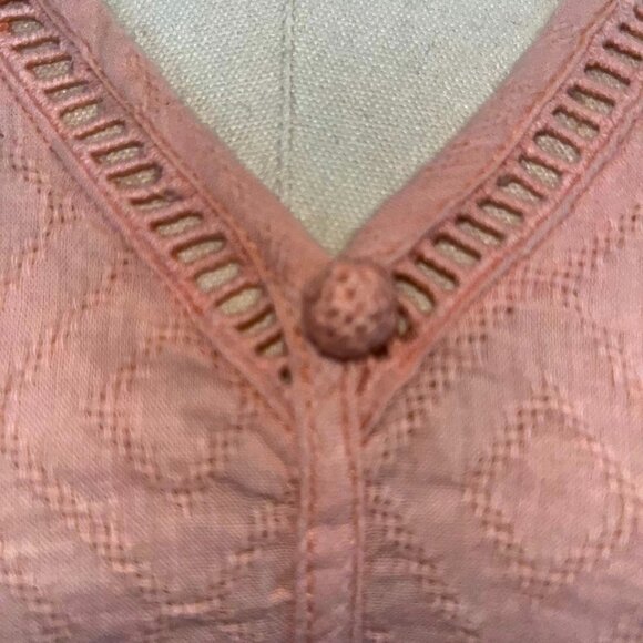 SOFT SURROUNDINGS Lahela Crochet Lace Trimmed Blouse Top - Peach Bisque - EUC -M - Picture 3 of 10